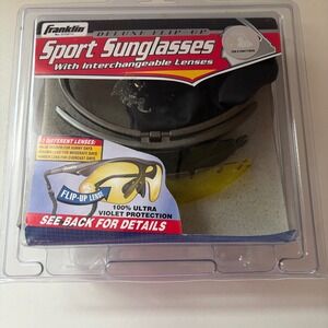 Franklin Unisex OS Sport Sunglasses Black Deluxe Flip-Up Interchangeable Lenses